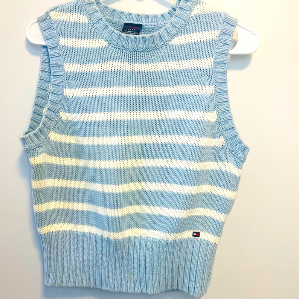 Tommy Hilfiger Blue White Sweater Vest